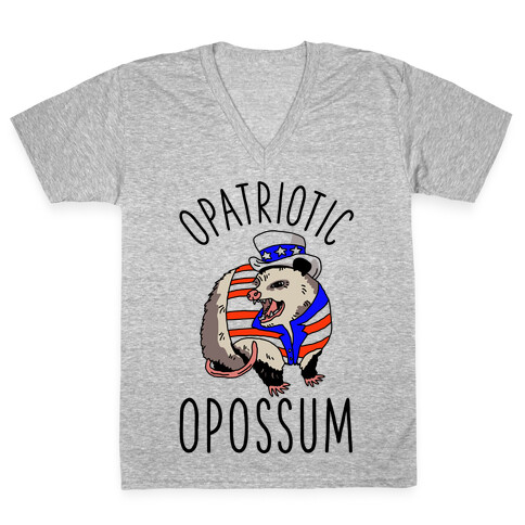 Opatriotic Opossum V-Neck Tee Shirt