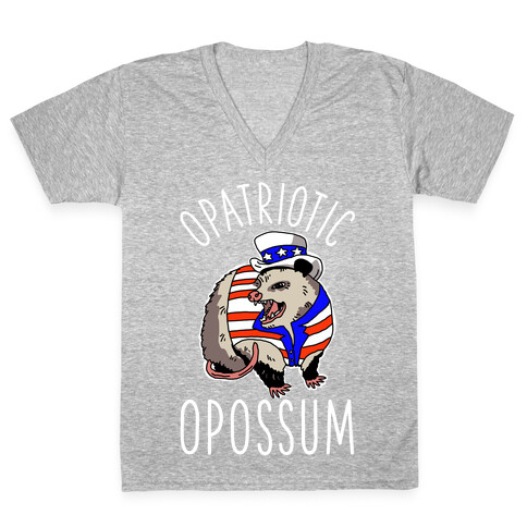 Opatriotic Opossum V-Neck Tee Shirt