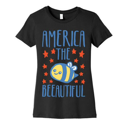 America The Beeautiful Bumble Bee 'Merica Parody White Print Womens T-Shirt