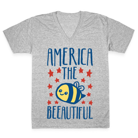 America The Beeautiful Bumble Bee 'Merica Parody V-Neck Tee Shirt