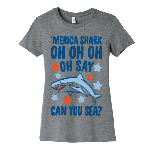 'Merica Shark Parody Womens T-Shirt