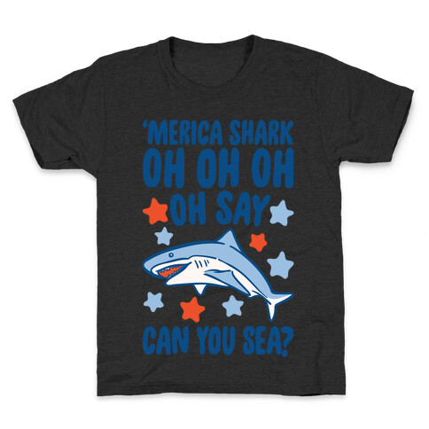 'Merica Shark Parody White Print Kids T-Shirt