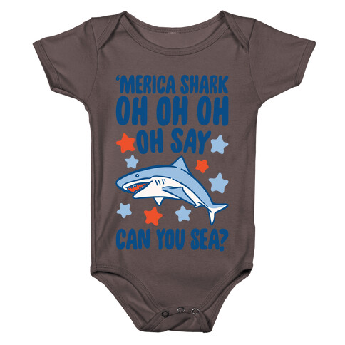 'Merica Shark Parody White Print Baby One-Piece