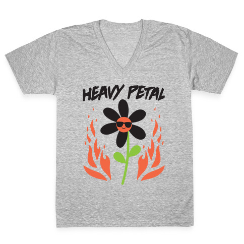 Heavy Petal Flower V-Neck Tee Shirt