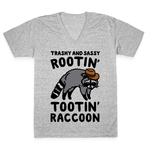 Trashy And Sassy Rootin' Tootin' Raccoon Parody V-Neck Tee Shirt