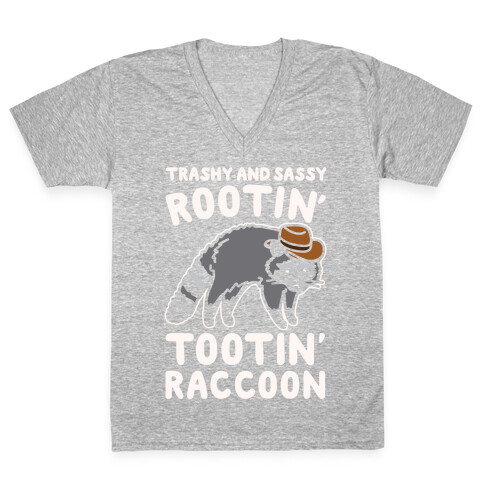 Trashy And Sassy Rootin' Tootin' Raccoon Parody V-Neck Tee Shirt