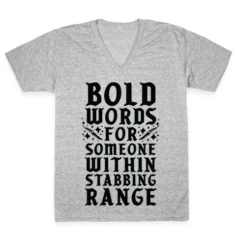 Bold Words For Someone Within Stabbing Range V-Neck Tee Shirt