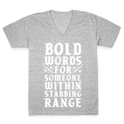 Bold Words For Someone Within Stabbing Range V-Neck Tee Shirt