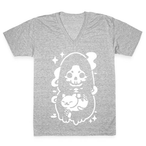 Death and Kitty V-Neck Tee Shirt