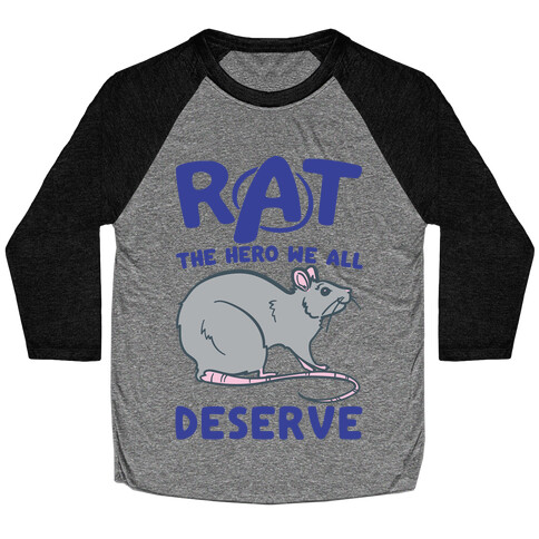 Rat the Hero We All Deserve Parody White Print Baseball Tee