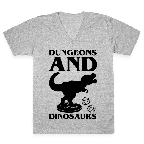 Dungeons and Dinosaurs Parody V-Neck Tee Shirt