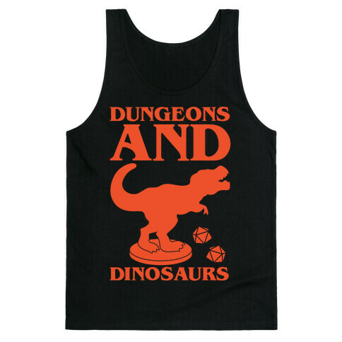 Dungeons and Dinosaurs Parody White Print Tank Top