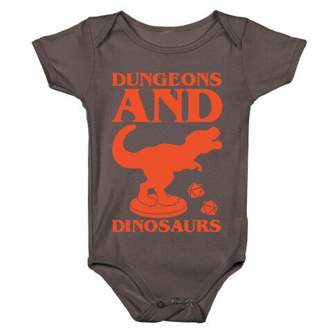 Dungeons and Dinosaurs Parody White Print Baby One-Piece