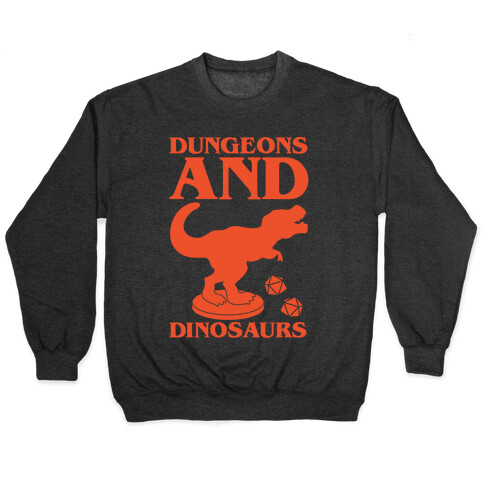 Dungeons and Dinosaurs Parody White Print Pullover