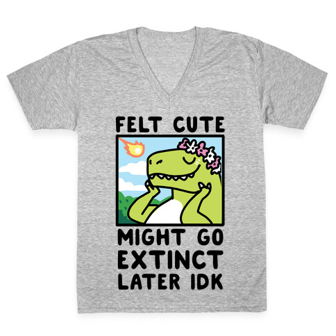 Felt Cute, Might Go Extinct Later IDK V-Neck Tee Shirt