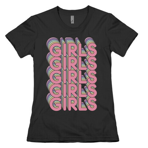Girls Retro Rainbow Womens T-Shirt