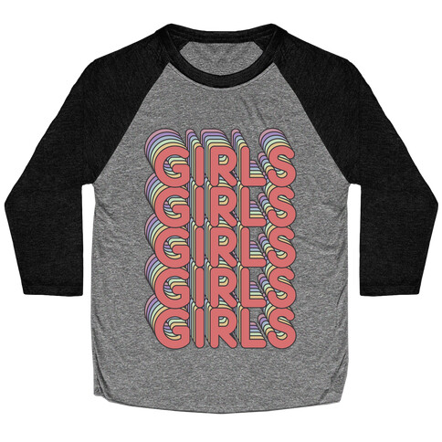 Girls Retro Rainbow Baseball Tee