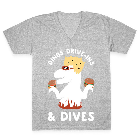 Dinos Drive-Ins and Dives V-Neck Tee Shirt