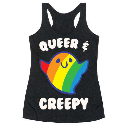 Queer & Creepy White Print Racerback Tank Top