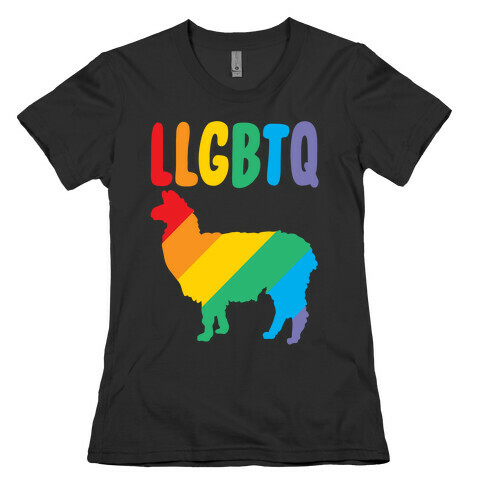 LLGBTQ Llama Parody White Print Womens T-Shirt