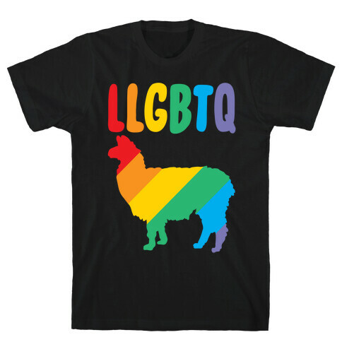 LLGBTQ Llama Parody White Print T-Shirt