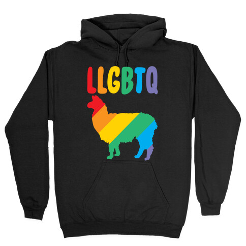 LLGBTQ Llama Parody White Print Hooded Sweatshirt