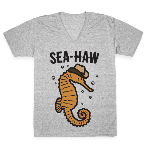 Sea Haw Seahorse Cowboy  V-Neck Tee Shirt