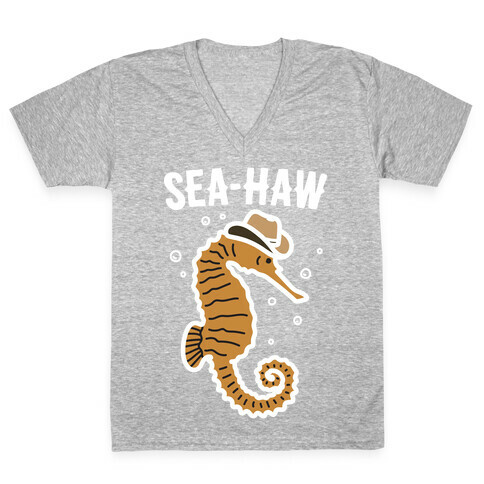 Sea Haw Seahorse Cowboy V-Neck Tee Shirt