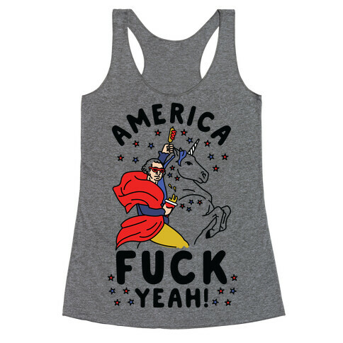 America F*** Yeah Washington Unicorn Racerback Tank Top