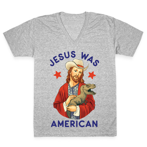 Jesus Was American V-Neck Tee Shirt