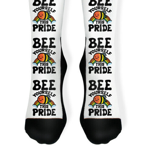 Bee Yourself This Pride White Print Sock
