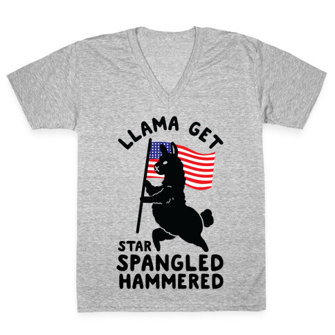 Llama Get Star Spangled Hammered V-Neck Tee Shirt