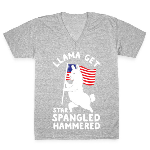 Llama Get Star Spangled Hammered V-Neck Tee Shirt