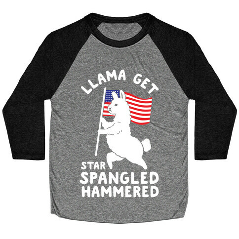 Llama Get Star Spangled Hammered Baseball Tee