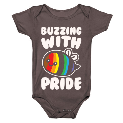 Buzzing With Pride White Print Baby One-Piece