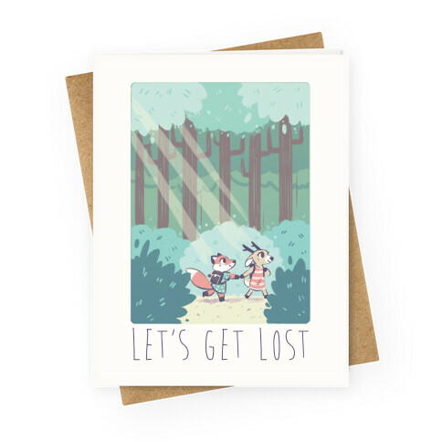Let's Get Lost - Fox and Deer Greeting Card