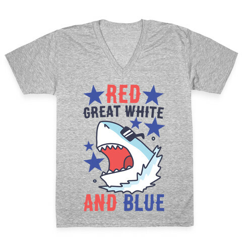 Red, Great White and Blue V-Neck Tee Shirt