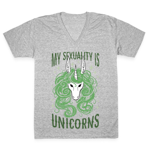 My Sexuality Is Unicorns V-Neck Tee Shirt