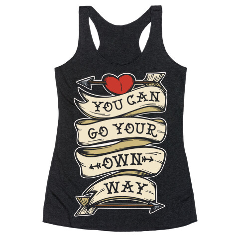 You Can Go Your Own Way Wanderlust White Print Racerback Tank Top