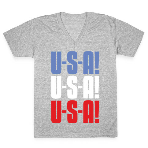 U-S-A! U-S-A! U-S-A! V-Neck Tee Shirt