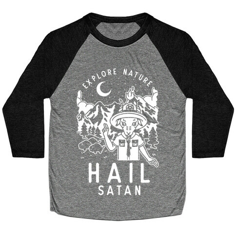 Explore Nature Hail Satan Baseball Tee