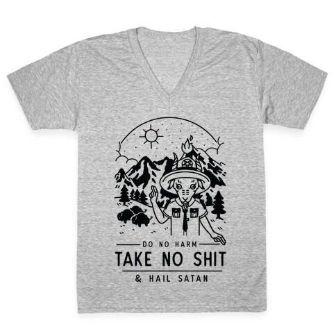 Do No Harm Take No Shit & Hail Satan V-Neck Tee Shirt