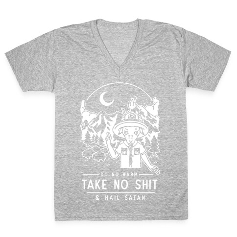 Do No Harm Take No Shit & Hail Satan V-Neck Tee Shirt