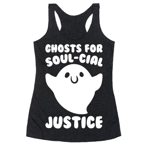 Ghosts for Soul-cial Justice White Print Racerback Tank Top