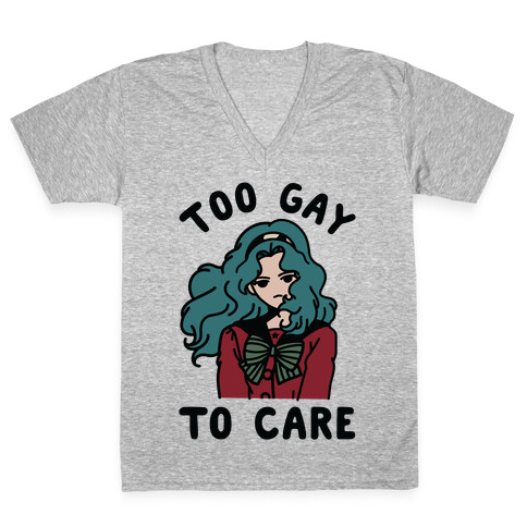 Too Gay To Care Michiru V-Neck Tee Shirt