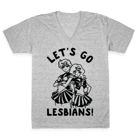 Let's Go Lesbians Uranus Neptune V-Neck Tee Shirt