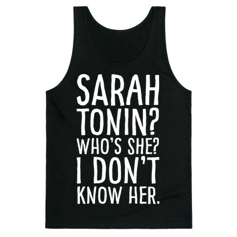 Sarah Tonin I Don't Know Her White Print Tank Top