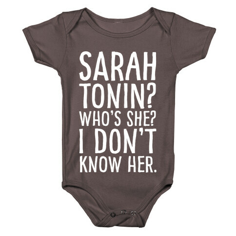 Sarah Tonin I Don't Know Her White Print Baby One-Piece