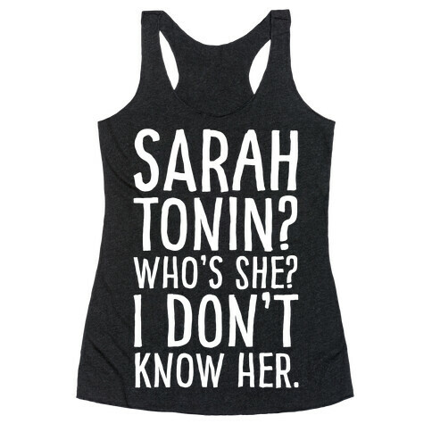 Sarah Tonin I Don't Know Her White Print Racerback Tank Top