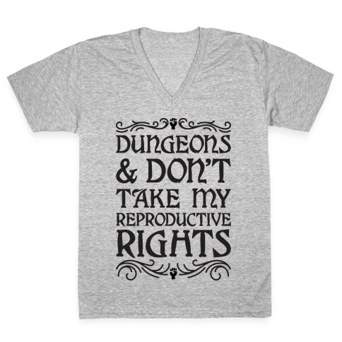 Dungeons & Don't Take My Reproductive Rights V-Neck Tee Shirt